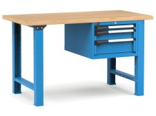 Banco da lavoro Fami Master 150cm blu con piano in legno e 3 cassetti