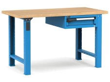 Banco da lavoro Fami Master 150cm blu con piano in legno e cassetto