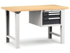 Banco da lavoro Fami Master 150cm grigio con piano in legno e 3 cassetti