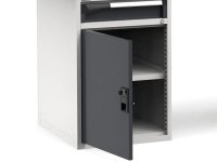 Banco da lavoro Fami Master 150cm grigio con piano in legno, armadio e cassetto