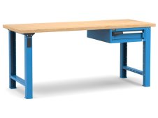 Banco da lavoro Fami Master 200cm blu con piano in legno e cassetto