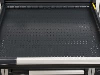 Banco da lavoro Fami Master 250cm grigio con piano in legno e 3 cassetti