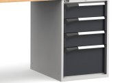 Banco da lavoro Fami Master 250cm grigio con piano in legno e 9 cassetti