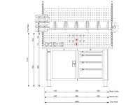Banco da lavoro Fami Work Master BR 150cm con armadio, cassettiera, parete attrezzata e contenitori