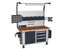 Banco da lavoro Fami Work Master BR 150cm con armadio, cassettiera, parete attrezzata e contenitori
