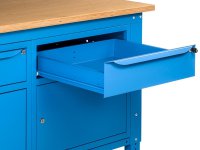 Banco da lavoro regolabile Fami WORK1512 150cm con piano in legno e 2 armadietti e 2 cassetti