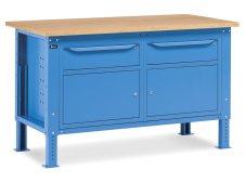 Banco da lavoro regolabile Fami WORK1512 150cm con piano in legno e 2 armadietti e 2 cassetti