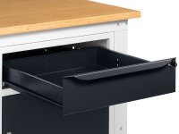 Banco da lavoro regolabile Fami WORK1511 150cm con piano in legno e 2 armadietti e 2 cassetti