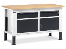 Banco da lavoro regolabile Fami WORK1511 150cm con piano in legno e 2 armadietti e 2 cassetti