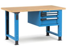 Banco da lavoro regolabile Fami Master 150cm blu con piano in legno e 3 cassetti
