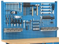 Banco da lavoro regolabile Fami Master 150cm blu con parete attrezzata e 4 cassetti