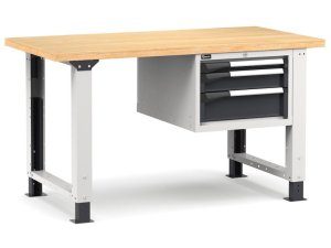 Banco da lavoro regolabile Fami Master 150cm grigio con piano in legno e 3 cassetti