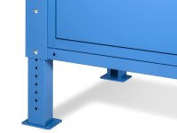 Banco da lavoro regolabile Fami WORK1538 150cm, piano legno, 2 cassetti, 2 armadi e parete forata