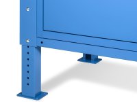 Banco da lavoro regolabile Fami WORK1539 150cm, piano legno, 4 cassetti, armadio e parete forata