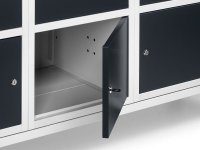 Banco da lavoro regolabile Fami WORK2011 200cm bicolore piano in legno, 3 armadi e 3 cassetti