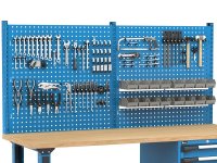 Banco da lavoro regolabile Fami Master 200cm blu con parete attrezzata e 4 cassetti