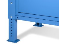 Banco da lavoro regolabile Fami WORK2038 200cm, piano legno, 4 cassetti, armadio e parete forata