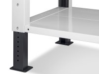 Banco da lavoro regolabile Fami WORK2031 200cm, piano in legno, 4 cassetti e parete forata