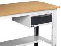Banco da lavoro regolabile Fami WORK2030 200cm, piano in legno, cassetto e parete forata