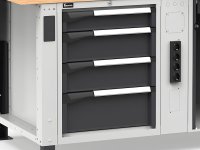 Banco da lavoro regolabile Fami Master 250cm grigio con parete attrezzata e 4 cassetti