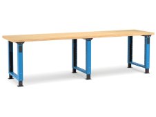 Banco da lavoro regolabile Fami Master 300cm blu con piano in legno