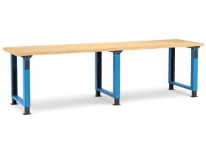 Banco da lavoro regolabile Fami Master 300cm blu con piano in legno