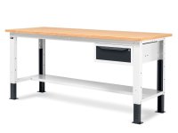 Banco da lavoro regolabile Fami WORK2001 200cm con piano in legno e cassetto