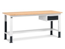 Banco da lavoro regolabile Fami WORK2001 200cm con piano in legno e cassetto