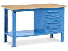 Banco da lavoro regolabile Fami WORK1504 1500x750x732/1107mm con piano in legno e 4 cassetti