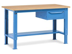 Banco da lavoro regolabile Fami WORK1502 1500x750x732/1107mm con piano in legno e cassetto