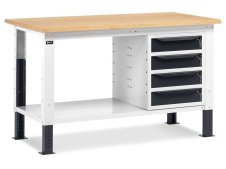 Banco da lavoro regolabile Fami WORK1503 1500x750x732/1107mm con piano in legno e 4 cassetti
