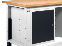 Banco da lavoro regolabile Fami WORK1505 150cm, piano in legno, armadio e 4 cassetti