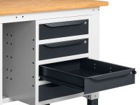 Banco da lavoro regolabile Fami WORK1505 150cm, piano in legno, armadio e 4 cassetti