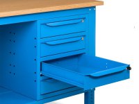 Banco da lavoro regolabile Fami WORK2004 200cm con piano in legno e armadio a 4 cassetti