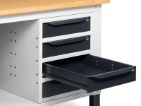 Banco da lavoro regolabile Fami WORK2003 200cm con piano in legno e armadio a 4 cassetti