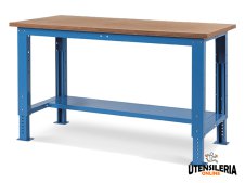 Banco da lavoro Fami regolabile con piano in legno 1500x750x730/1105mm
