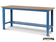 Banco da lavoro Fami regolabile con piano in legno 2000x750x730/1105mm