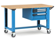 Banco da lavoro regolabile Fami Master 150cm blu con ruote e 3 cassetti