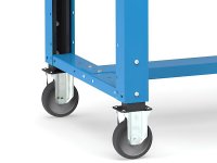Banco da lavoro regolabile Fami Master 150cm blu con ruote, 4 cassetti, morsa e 4 prese