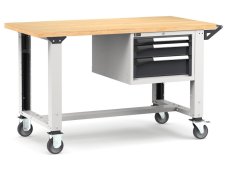 Banco da lavoro regolabile Fami Master 150cm grigio con ruote e 3 cassetti