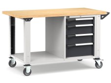 Banco da lavoro regolabile Fami Master 150cm grigio con ruote e 4 cassetti
