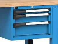 Banco da lavoro regolabile Fami Master 200cm blu con ruote e 3 cassetti