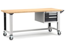 Banco da lavoro regolabile Fami Master 200cm grigio con ruote e 3 cassetti