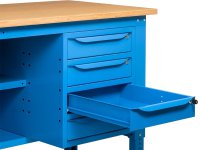 Banco da lavoro regolabile Fami WORK1508 150cm, piano in legno, 4 cassetti e 2 semipiano