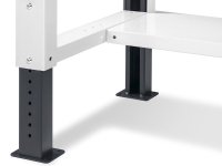 Banco da lavoro regolabile Fami WORK1507 150cm, piano in legno, 4 cassetti e 2 semipiano