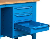 Banco da lavoro regolabile Fami WORK2006 200cm blu piano in legno, armadietto e 4 cassetti