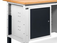 Banco da lavoro regolabile Fami WORK2005 200cm bicolore piano in legno, armadietto e 4 cassetti