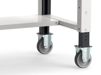 Banco da lavoro Fami Work 150cm grigio con ruote, piano in legno e cassetto