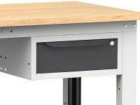 Banco da lavoro Fami Work 150cm grigio con ruote, piano in legno e cassetto