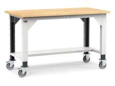 Banco da lavoro Fami Work 150cm grigio con ruote e piano in legno